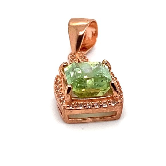 Green Tourmaline 1.80ct Rose Gold Finish Solid 925 Sterling Silver Pendant - Picture 5 of 6